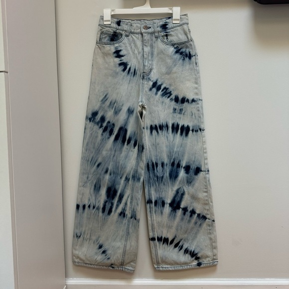 BDG Bleached High & Wide Jeans Cream Blue Tie Dye size 27 - Picture 5 of 14